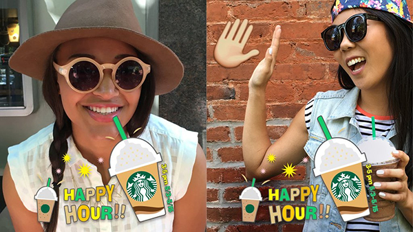 Starbucks patrons use their Snapchat Geofilter to add onto their photos