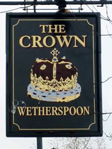 A sign for the Crown Pub