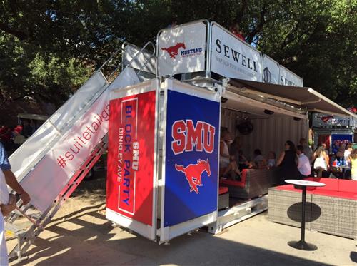 Southern Methodist University uses signs and graphics for a tailgate