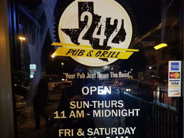 242 Pub and Grill door