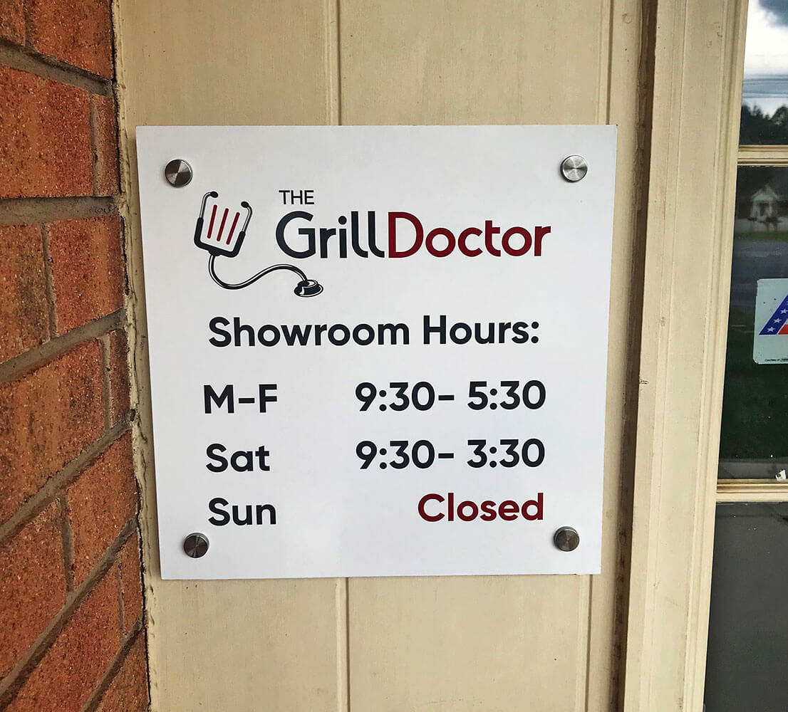 Metal Showroom Hours Sign