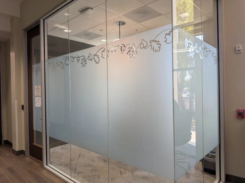 An image of some interior privacy window graphics.