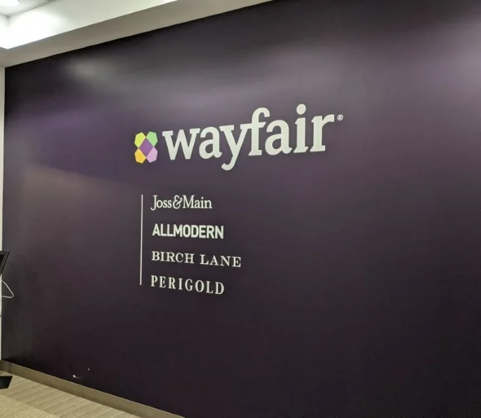 An image of the Wayfair interior wall graphics with logo.