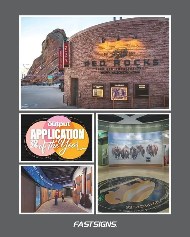 A collage of the Red Rocks signage, which won the 2026 application of the year.