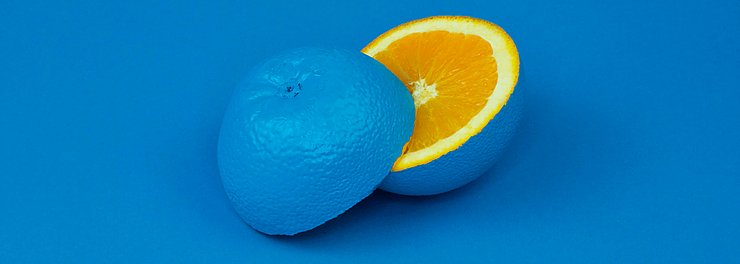 a blue orange on a blue background