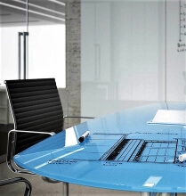 custom blue writing glassboard