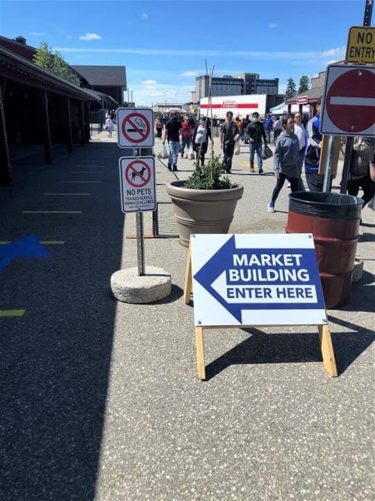 Market building entrance sign