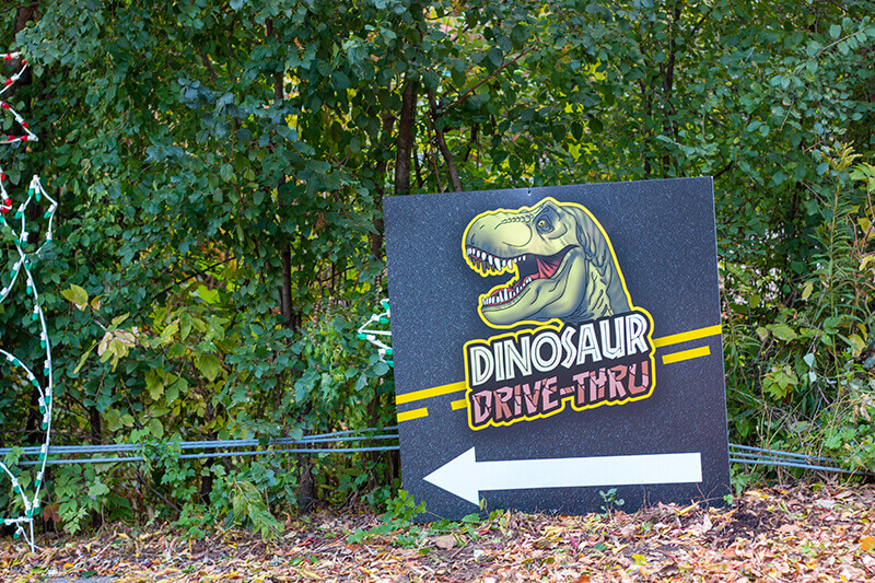 Dinosaur drive thru sign
