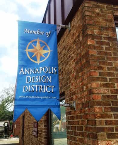 a hanging banner shows membership of the Annapolis Design District