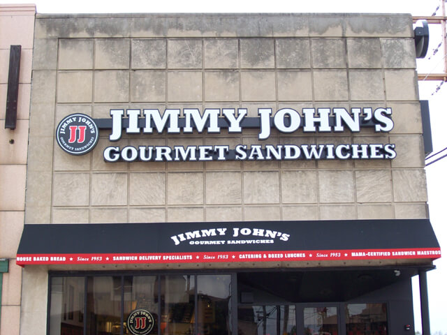 custom branded awning for Jimmy John's